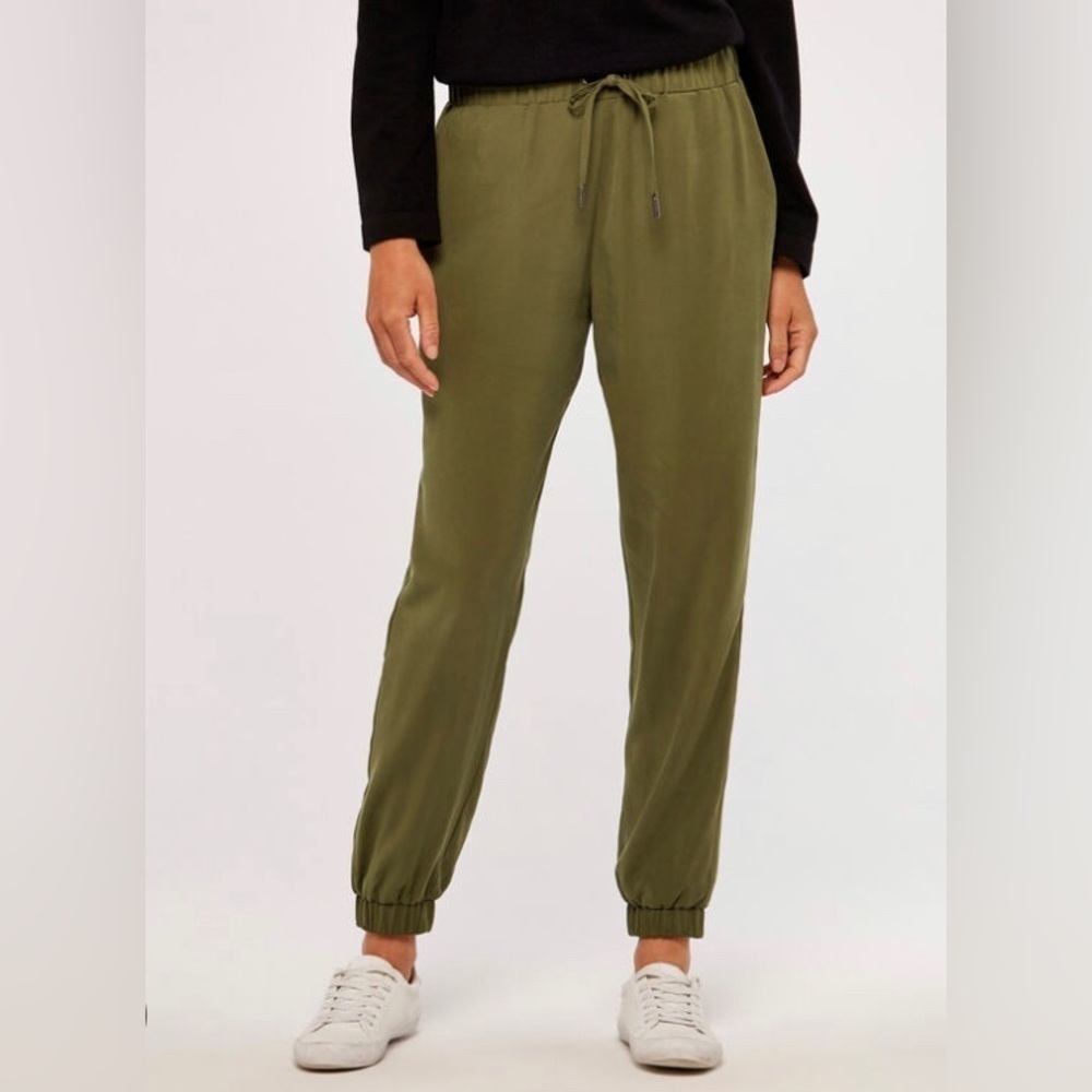 MAGASCHONI Sz L 100% Tencel Elastic Waist &  Hem Drawstring Pockets Jogger NEW